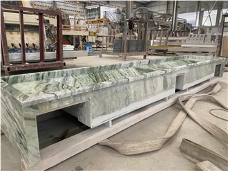 Shangri La Jade Marble Double Sink Bathroom Countertop