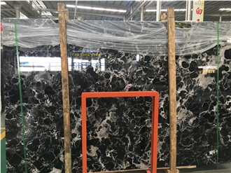 Century Black Ice Flower Marble Slabs