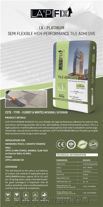 LX Platinum, Type 3 C2TE Adhesive Mortar