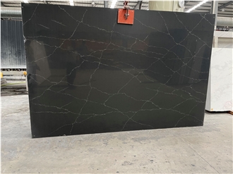 Artificial Black Quartz Slabs With Slight Veins