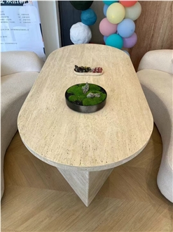 Custom Design Travertino Romano Commercial Cafe Table