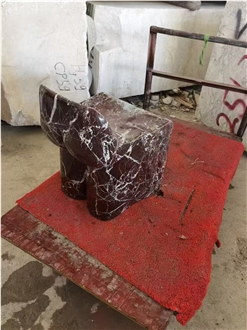 Solid Rosso Levanto Marble Side Table For Resorts And Homes