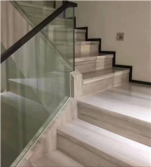 White Wooden Marble Polished Stairs Steps And Risers