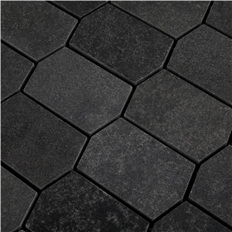 New Design Black Lava Stone Honed Mosaic Tiles