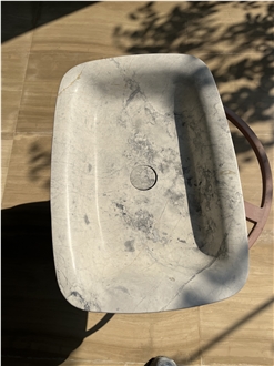 Arabescato Grey Marble Bathroom Sink