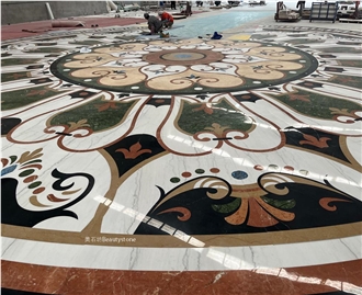 Big Waterjet Marble Floor Medallions Dia 15Meter Polished