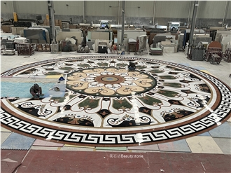 Natural Marble Water Jet Round Medallions Dia15meter Pattern
