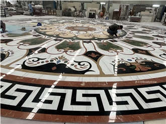 Natural Marble Water Jet Round Medallions Dia15meter Pattern