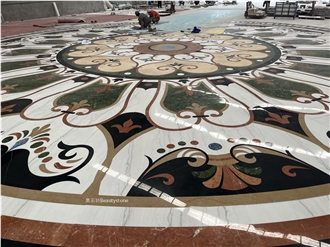 Natural Marble Water Jet Round Medallions Dia15meter Pattern