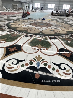 Natural Marble Water Jet Round Medallions Dia15meter Pattern