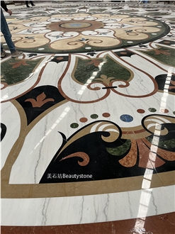 Natural Marble Water Jet Round Medallions Dia15meter Pattern