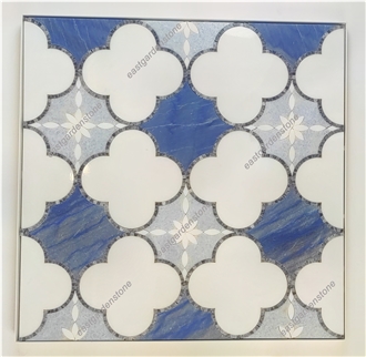 Azul Blue,Blue Celeste,Thassos Marble Mosaic Tiles