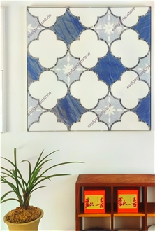 Azul Blue,Blue Celeste,Thassos Marble Mosaic Tiles