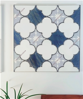 Azul Blue,Blue Celeste,Thassos Marble Mosaic Tiles