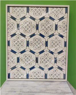 Imperial Palace Pattern Blue And White Mosaic Tiles