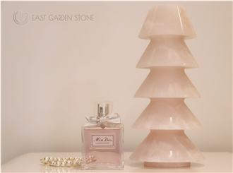Pink Onyx Christmas Tree Pedestal Column For Decoration