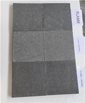 Dark Gray Granite Tiles, Flamed And Brushed