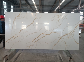 Artificial Stone Slabs Hot Sale Gold Pattern 1069 Quartz
