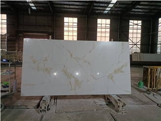 Hot Sale Gold Pattern 8034 Quartz Slabs