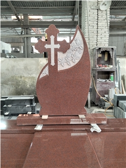 Custom-Made Imperial Red Granite Tombstone