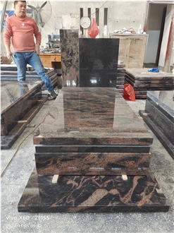 Natural Red Aurora India Granite Polish Tombstone