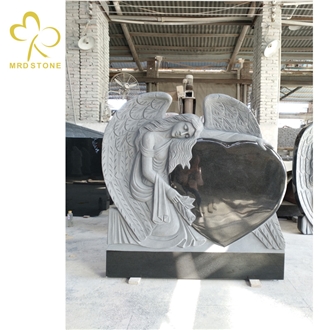 Shanxi Absolute Black Granite Angel Cross Tombstone