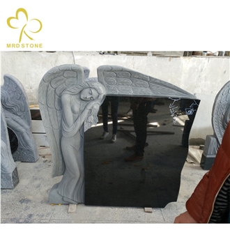 Shanxi Absolute Black Granite Angel Cross Tombstone