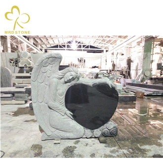 Shanxi Absolute Black Granite Angel Cross Tombstone
