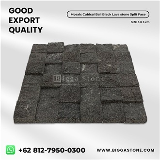Black Lava Wall Cubical Mosaic Pattern