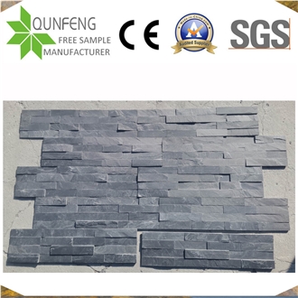 China 15*60CM Black Split Slate Stone Wall Cladding Veneer