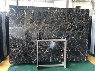 Athens Portoro Marble Black With Gold Veined Marble Slabs