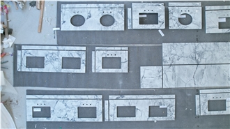 Custom Super White Quartzite Vanity Tops