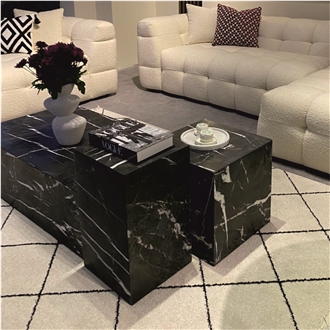 Alexandrette Black Marble Cube Coffee Table