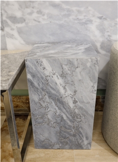 Bardiglio Gray Marble Cube Coffee Table