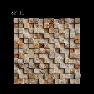 Caribbean Gold Travertine Split Mosaic
