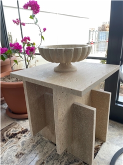 Classic Travertine Modern Cafe Table