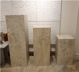 Dice Coffee Table Set In Grey Travertine