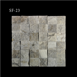 Grey Travertine Split Mosaic Tiles