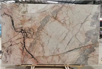 Blanco Aurora Marble Slabs Marmol Pink Stone Tile