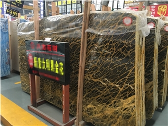 Black And Gold Portoro Marble Slabs
