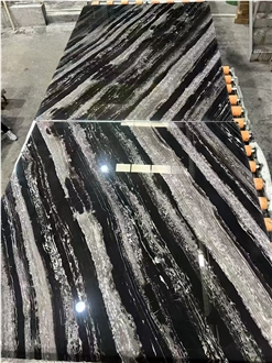 Italy 45 Degree Black Marble Slabs