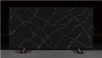 Custom Thickness Spanish Calacata Black Quartz Slabs