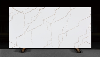 White Gold Color Pattern Quartz Slabs