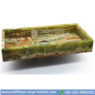 Green Onyx Rectangular Vessel Sink Design Collection