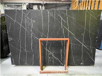 Honed Nero Marquina Marble Slab Tiles For Wall