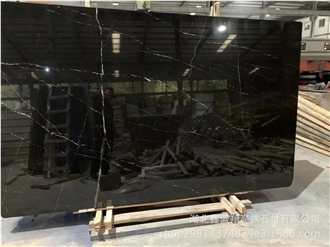 Nero Marquina Nature Black Slab Tiles With White Lines