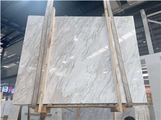 Volakas Nature White With Beige Stripes Marble Slab Tiles