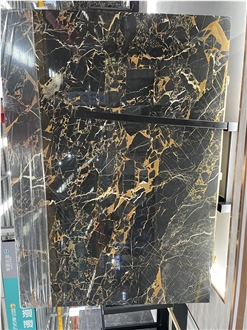 Black Portoro Marble Slab Floor Tile