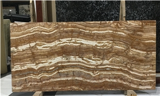 Natural Brown Onyx Bookmatched Cross Cut Slabs Polished