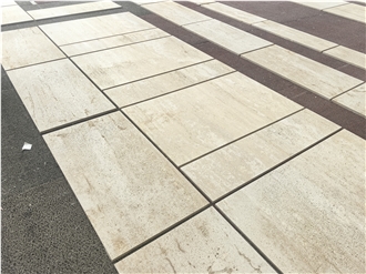 The  Travertine Of Beige Travertine Cross Cut Tiles